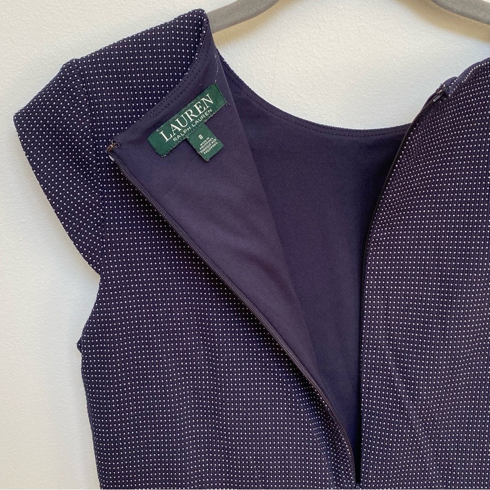 Lauren Ralph Lauren Navy Textured Dot Fit & Flare Dress‎ Size 8 - Picture 7 of 11